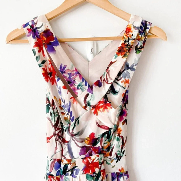 Adelyn Rae Floral Asymmetrical Criss Cross Back Vanessa Midi Dress Sz XS - Picture 10 of 12